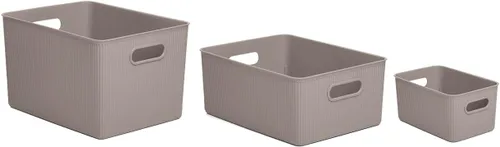 Miniatura 13 de Superio Ribbed Collection – Cesta decorativa de plástico abierta para el hogar, color azul (juego de 4) 1 grande, 1 mediano, 2 pequeñas – cajas