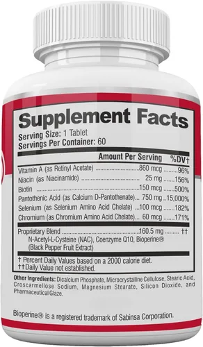 Miniatura 6 de Suplementos vitamínicos para tratamiento del acné de Acnetame (60 pastillas)
