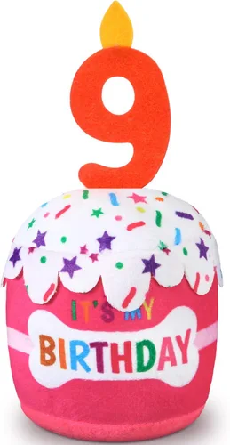 Miniatura 27 de Dansydaisy Accesorios de juguete de pastel de cumpleaños para perros, regalos para niñas y niños, juguete de peluche chirriante para decoración