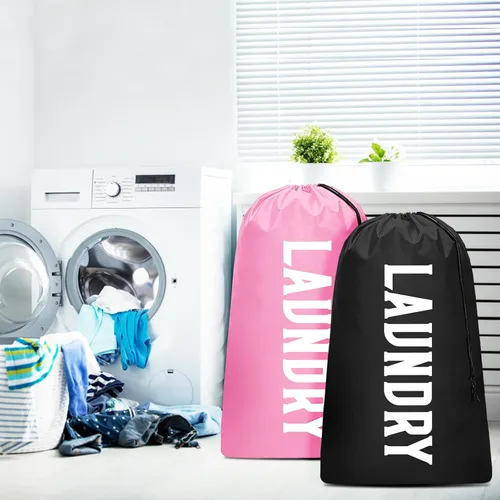 Miniatura 2 de Paquete de 2 bolsas de lavandería de viaje XL, organizador de ropa sucia lavable a máquina, lo suficientemente grande como para contener 4 cargas