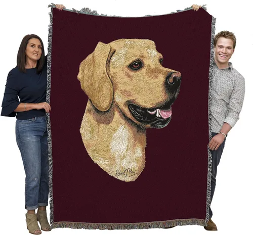 Miniatura 22 de Pure Country Weavers Golden Retriever - Manta tejida personalizada azul BG por Robert May - Manta de tapiz de algodón, fabricada en los Estados