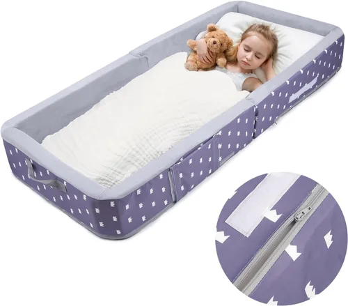 Miniatura 3 de Cama plegable para niños pequeños con lados, cama plegable para niños de 18 meses a 5 años (rectangular, corona)