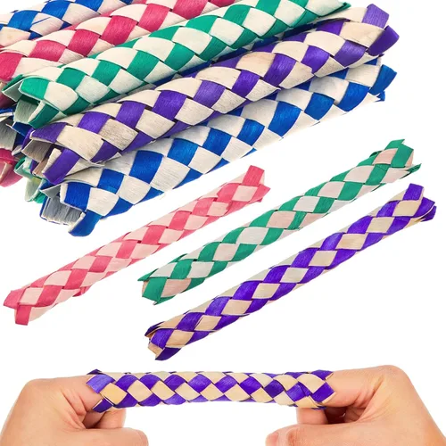 Syhood 12 trampas chinas para dedos de bambú para niños y adultos, juguete para masticar pájaros, picador de forrajería, juguetes divertidos para