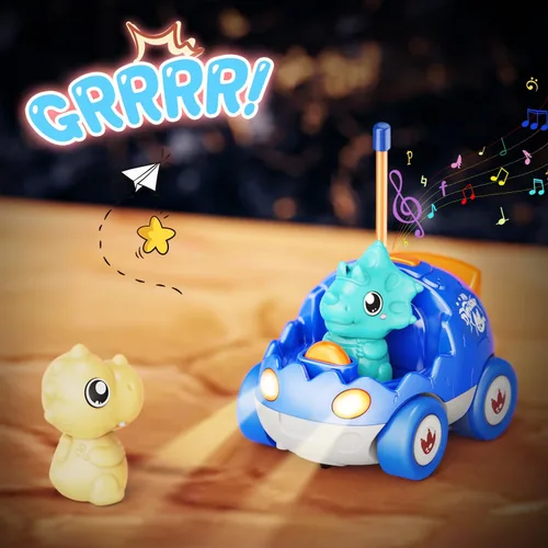 Miniatura 3 de Kidz do Paquete de 2 Coches de Control Remoto de Dinosaurio Rosa, Regalos de Navidad y Cumpleaños para Niñas de 2 3 4 5 Años, Coche RC de Dinosaurio
