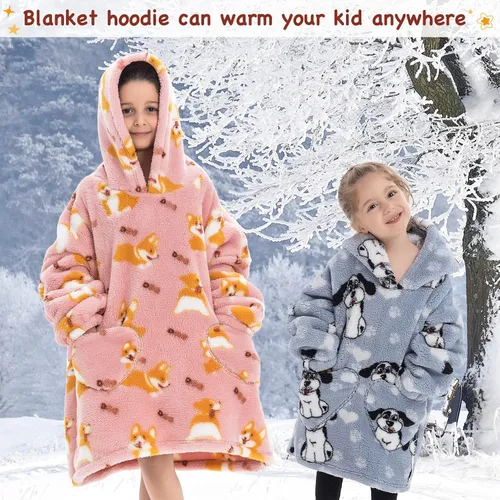 Miniatura 6 de Century Star - Manta con capucha portátil para niños, bebés, sudadera de gran tamaño, sudadera de forro polar bonita, manta Sherpa para niñas y niños