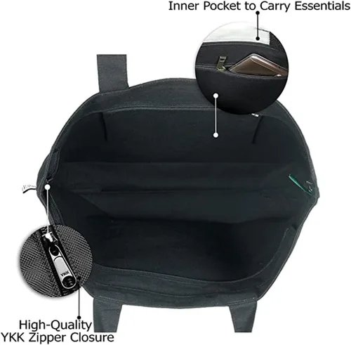 Miniatura 54 de Ecoright Bolsa de lona estética para mujer, bolsa grande con cremallera y bolsillo, bolsa de mano para mujer, para yoga, trabajo, playa