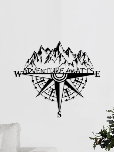 Resama Brújula de Metal en Rosa para Decoración de Pared Aventuras por Todas Partes - Arte de Pared Náutica y Montaña para Colgar en la Sala de