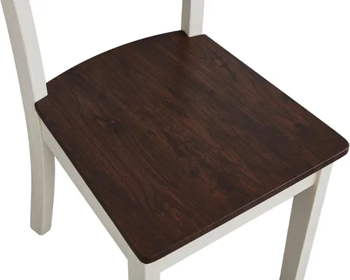 Miniatura 5 de GTU Furniture Juego de 4 sillas de madera clásica de dos tonos sin brazos para cocina, comedor, color blanco, con respaldo de escalera de madera