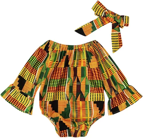 WOCACHI Overol para niños y niñas, estilo bohemio, africano, sin mangas, con correa halter y diadema, Varios colores