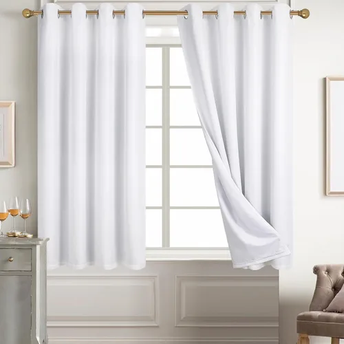 Miniatura 48 de Diraysid Cortinas 100% opacas de lino beige para dormitorio, con ojales, aislamiento térmico, cortinas de oscurecimiento de habitación