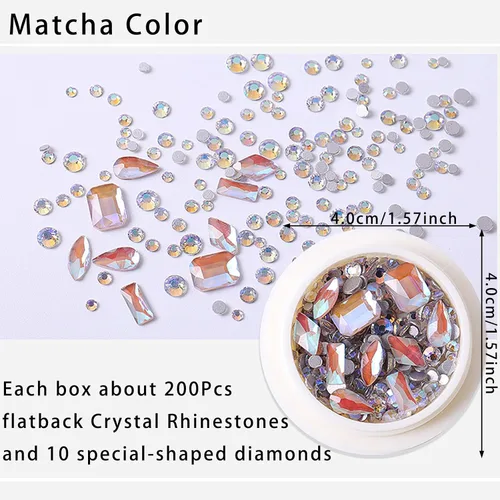 Miniatura 3 de RODAKY Juego de 6 cajas de diamantes de imitación para arte de uñas, varios tamaños, diamantes de imitación de cristal para diseño de uñas, gemas