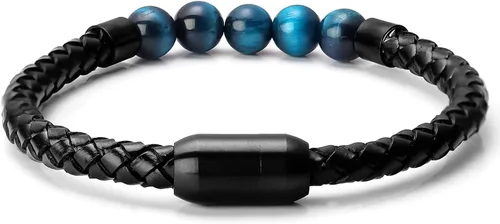 Miniatura 2 de Ckysee Pulsera de protección de 7 chakras pulsera de Lava Project Rock Lokai pulsera curativa de equilibrio de cuero genuino con cierre magnético