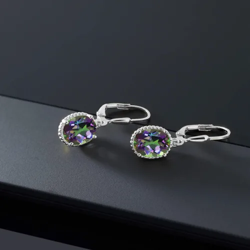 Miniatura 111 de Gem Stone King Aretes colgantes de gota para mujer, plata de ley 925, piedra natal ovalada de 0.354 x 0.276 in, joyería fina, regalos para ella