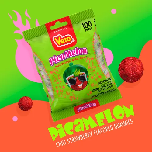 Miniatura 2 de Vero Picamelon - Gomitas masticables con sabor a sandía recubiertas en polvo de chile, 100 piezas (peso neto: 1 libra, 5,15 onzas) - Gomitas