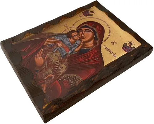 Miniatura 5 de Icono de madera ortodoxa griega griega hecha a mano de la Virgen María Glykofilousa (16 X 4.7 in o 6.3 X 4.7 in) Madera maciza