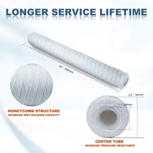 Miniatura 3 de Membrane Solutions Cartucho de polipropileno para heridas de sedimentos de 1 micrón, 2.5 pulgadas de diámetro exterior x 20 pulgadas de longitud