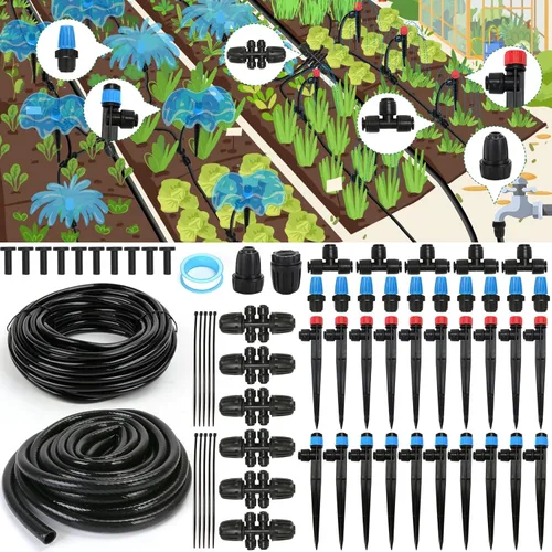 Miniatura 8 de Conjunto de tubos para riego, 1/4" equipo para riego nuevo / equipo de irrigación automática para invernadero y jardineros, juego de enfriamiento