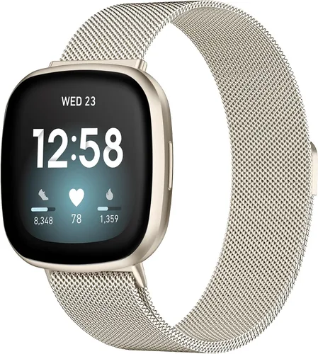 Miniatura 13 de Compatible con Correas Fitbit Sense Versa 4 Sense 2 y Versa 3 para Hombres Mujeres, Correa de Reemplazo de Malla Metálica Transpirable de Acero