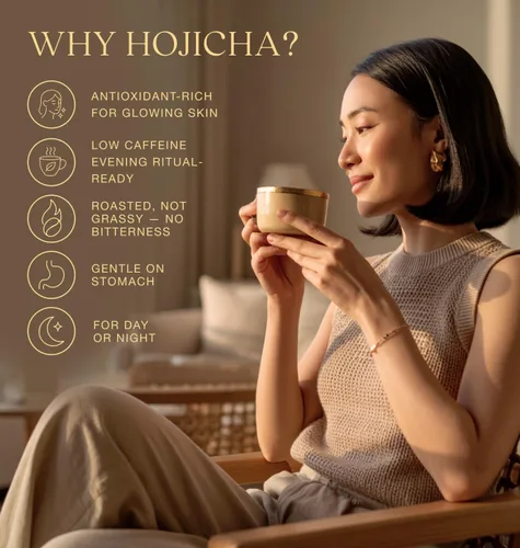 Miniatura 4 de Polvo orgánico de Hojicha Polvo de té verde tostado japonés Kyoto Uji, Japón Bajo en cafeína, molido a piedra, tostado oscuro Alternativa al