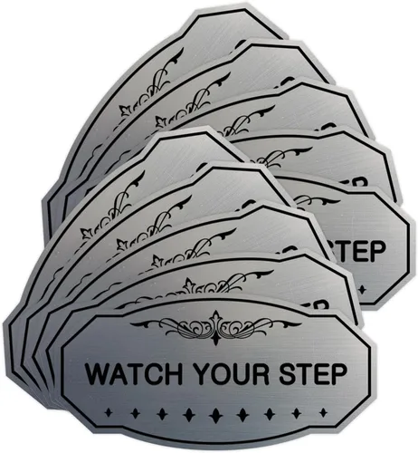 Miniatura 76 de Signs ByLITA Victorian Watch Your Step - Letrero de pared o puerta Material duradero y fácil instalación Señalización de seguridad (negro)