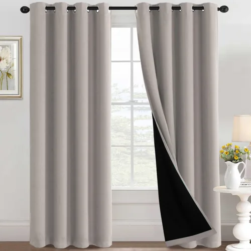 Miniatura 37 de H.VERSAILTEX Cortinas 100% de opacidad para dormitorio, con aislamiento térmico, cortinas opacas completas para sala de estar, cortinas de ventana