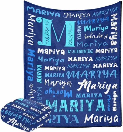 M YESCUSTOM Mantas de bebé personalizadas, manta de bebé personalizada con texto y nombre para niños y niñas, manta azul, regalo para cumpleaños de