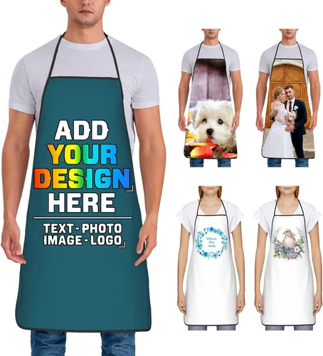 Miniatura 14 de Delantal personalizado para mujer, personalizado para añadir tu propio nombre, texto, logotipo, foto, chef, delantal de cocina para barbacoa