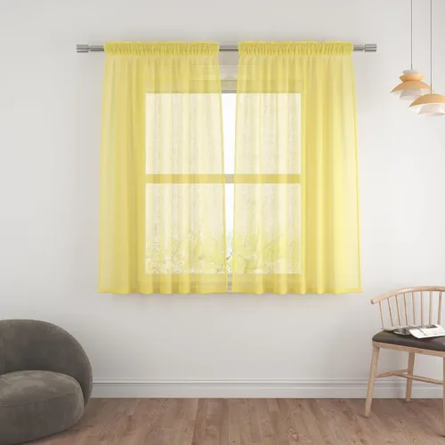 Miniatura 35 de UPOPO Paneles de Cortina Beige Pequeños Cortinas Transparentes de Gasa de 16 Pulgadas de Largo Cortinas de Cocina de Voile con Textura de Lino