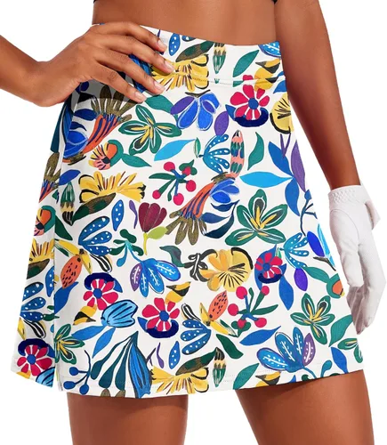 Miniatura 46 de Ekouaer Falda pantalón de golf de 16 pulgadas para mujer con bolsillos interiores de silicona, falda de tenis atlética de secado rápido