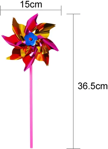 Miniatura 2 de Elcoho Molino de viento de plástico arcoíris de 100 piezas, molinetes de fiesta, molinetes de bricolaje para niños, juguete para jardín, fiesta