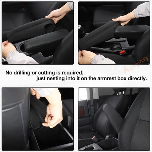 Miniatura 4 de Aunginsy Fundas para reposabrazos de asiento para Toyot@ FJ Cruiser 2007-2021, par de fundas de cojín para reposabrazos lateral izquierdo y derecho