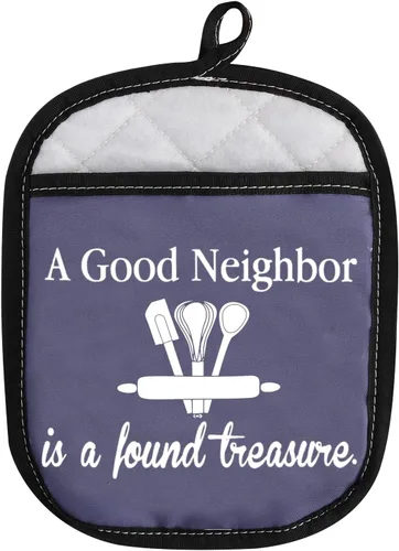Regalo de inauguración de la casa con bolsillo "A Good Neighbor is A Found Treasure - Good Neighbor is A Found Treasure - Good Neighbor Blue) Buen