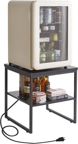 Miniatura 8 de Aibiju Mesa auxiliar grande para sala de estar, soporte de mesa pequeño de 20 pulgadas, mesa de impresora con estante ajustable, mesa de café Blanco