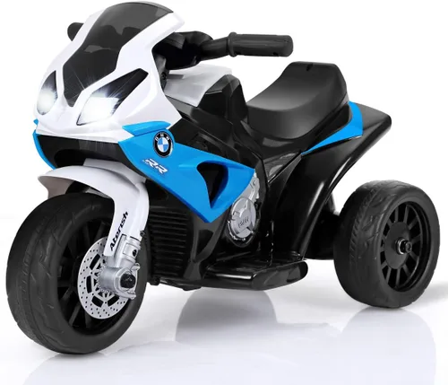 Miniatura 10 de Costzon Motocicleta eléctrica para niños, con licencia BMW de 6 V, juguete alimentado por batería con faros delanteros y música, pedal, 3 ruedas