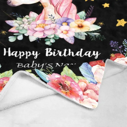 Miniatura 4 de Mantas de bebé personalizadas de unicornio con nombre/texto, mantas de bebé personalizadas para niña y niño, manta de forro polar negro súper suave