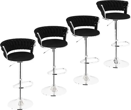 Miniatura 12 de AWQM Juego de 2 taburetes de bar de terciopelo, taburetes de cocina giratorios de altura ajustable con respaldo bajo para comedor, barra