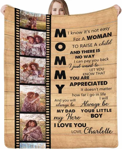 Miniatura 24 de Manta personalizada con imagen hecha en Estados Unidos, mantas personalizadas con fotos, nombres, manta suave personalizada con imagen personalizada