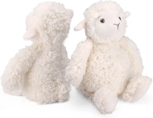 Miniatura 2 de LotFancy Peluche de cordero, peluche suave de cordero de 12 pulgadas, lindos peluches para niños, niñas, bebés, baby shower, Pascua, decoración