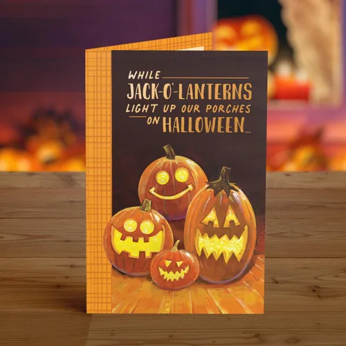 Miniatura 3 de Designer Greetings Special Thoughts - Tarjetas de felicitación de Halloween, ciudad fantasma (6 tarjetas con sobres naranjas), para fiestas