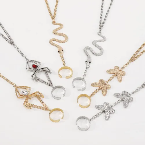 Miniatura 7 de Pulsera de anillo de cadena de mano Boho serpiente anillo de dedo pulsera arnés de mano esclavo cadena pulseras vintage indio accesorios de joyería