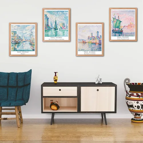 Miniatura 3 de Berkin Arts Juego de 4 impresiones artísticas sin marco, arte giclée, arte de paisaje de 8 x 10 pulgadas, decoración universitaria, puesta de sol