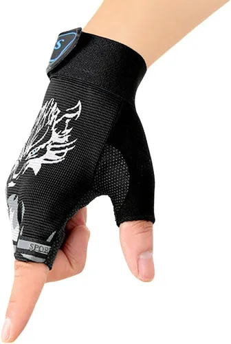 Miniatura 19 de Guantes de ciclismo sin dedos para niños, transpirables, antideslizantes, absorben los golpes, guantes de ciclismo para niños, niñas, niños, pesca
