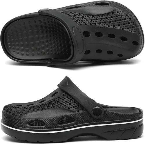Miniatura 3 de VZQ Zuecos con soporte de arco para mujeres y hombres, pantuflas de jardín, sandalias de playa para exteriores, con plantillas de pies para fascitis