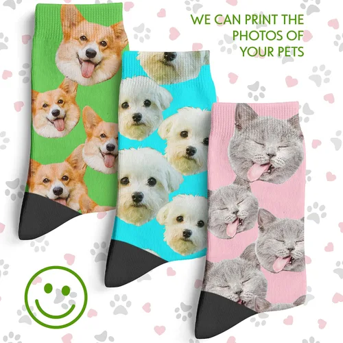 Miniatura 5 de Calcetines de cara personalizados, 9 colores, calcetines de fotos personalizados con tu cara, tu gato o perro, calcetines divertidos para hombres