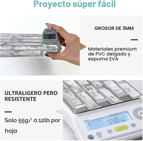 Miniatura 7 de Commomy 10 piezas de paneles de pared de ladrillo sintético 3D de 11.8"X11.8", azulejos de ladrillo de PVC de tamaño pequeño para despegar y pegar