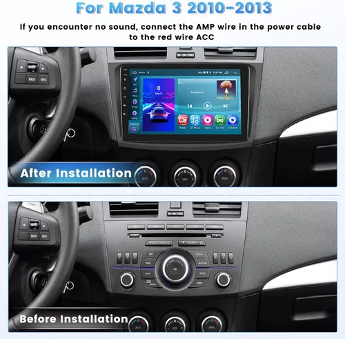 Miniatura 2 de Roinvou 2+64G Android 9 "pantalla táctil para Mazda 3 2010-2013 con CarPlay inalámbrico Android Auto WiFi Bluetooth navegación GPS FM RDS Radio