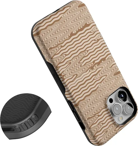 Miniatura 5 de Casely Funda para iPhone 13 Pro Max Ondulación moca Ondas marrones Compatible con MagSafe Diseño protector audaz