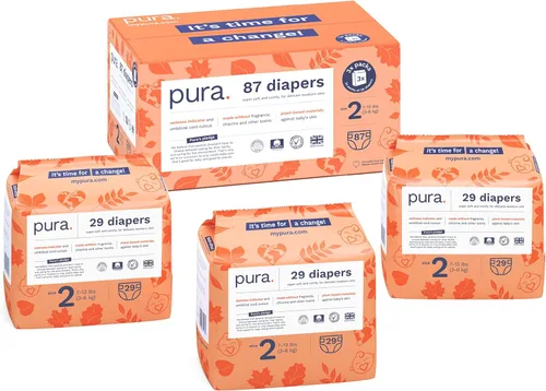 Miniatura 35 de Pura Pañales ecológicos talla 7 (33+libras) hipoalergénicos, TCF, algodón orgánico suave, sostenible, hasta 12 horas de protección contra fugas