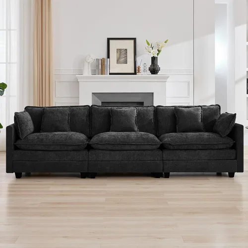 Miniatura 100 de Otomán de Sofá Moderno de Chenille Nube de 35'', Otomán Rectangular para Sofá Seccional Modular, Beige