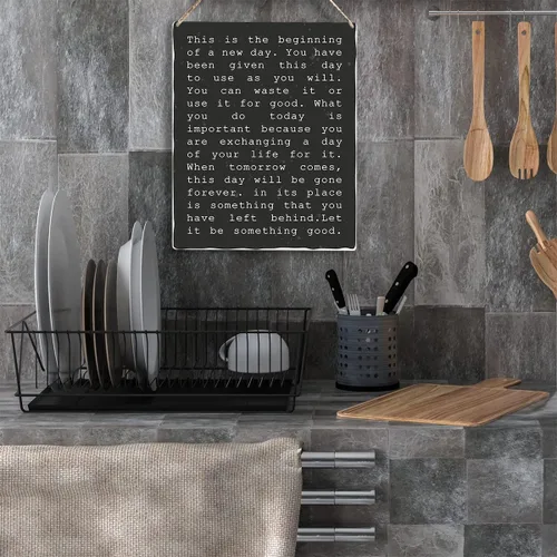 Miniatura 4 de Arte de pared inspirador motivacional con texto en inglés "This Is The Beginning Of A New Day" de madera, letrero colgante positivo, decoración